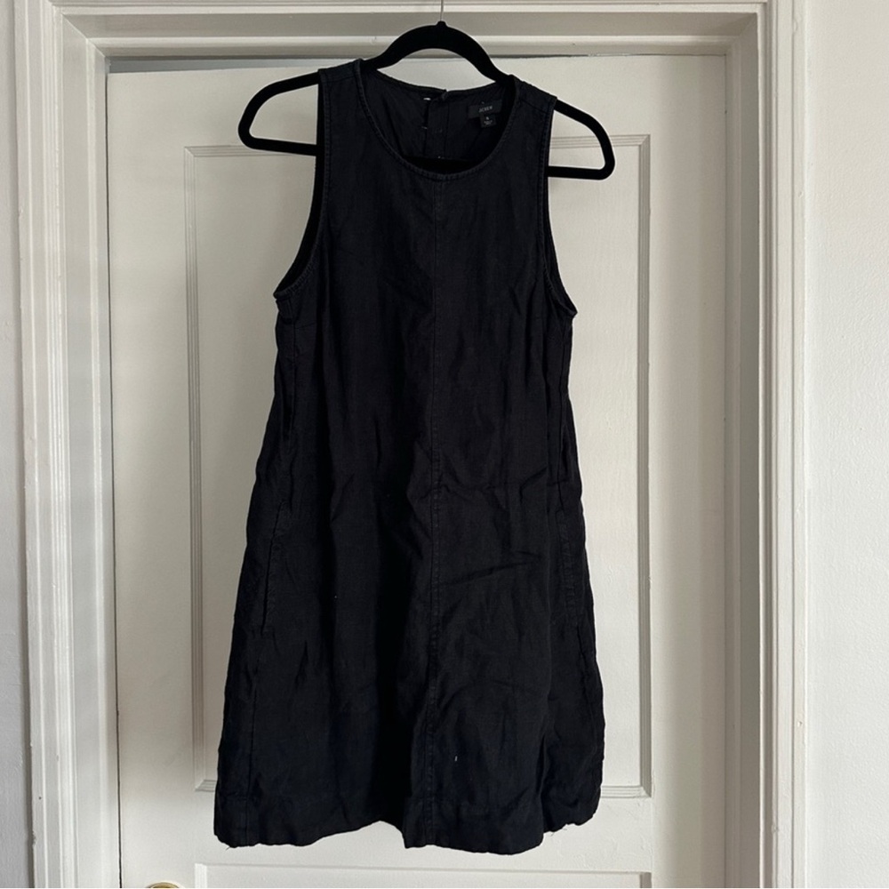 J Crew Black sleeveless linen dress